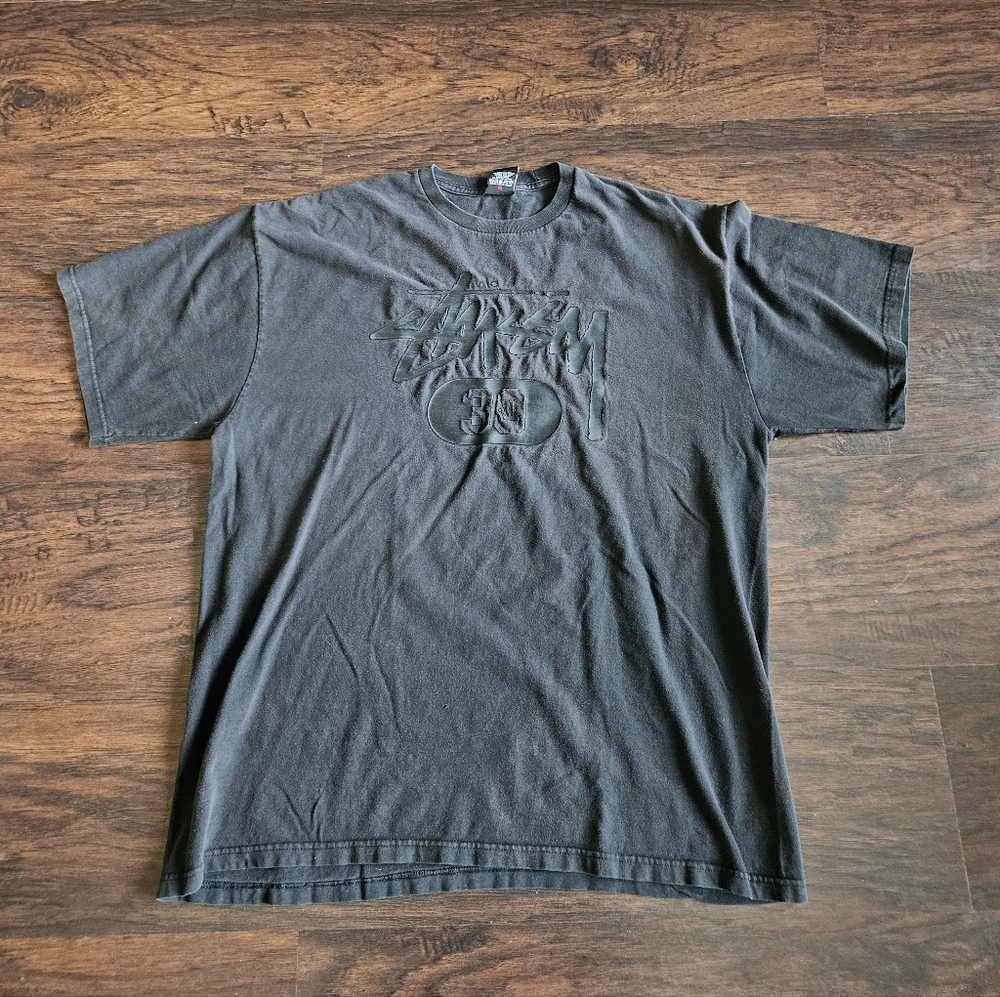 Stussy 30th Anniv Black on Black Embossed Logo - Picture 1 of 7